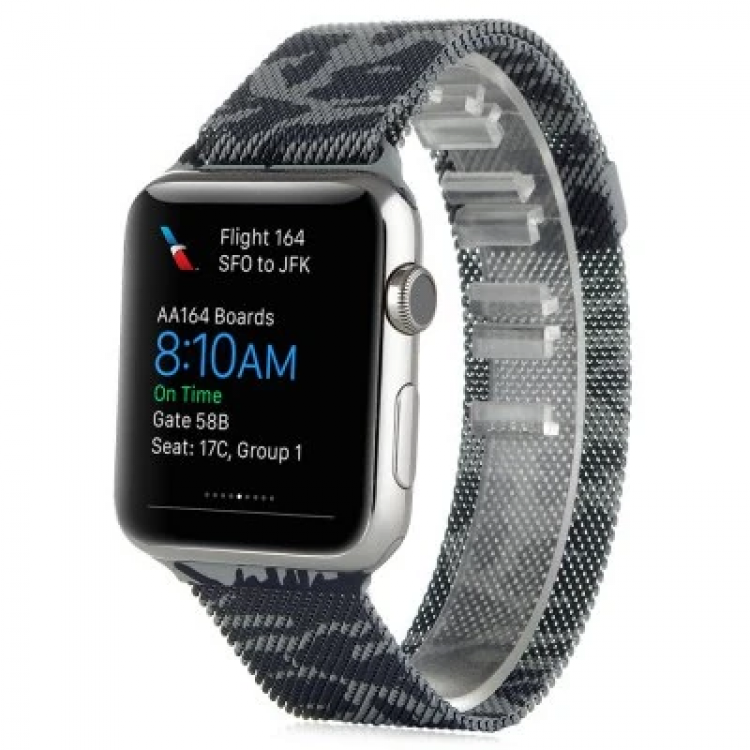 Ally Apple Watch 7-8 45mm 6-5-4 44mm Strap Lanyard Metal Milano Loop Camouflage3-2-1 42mm-(5775)
