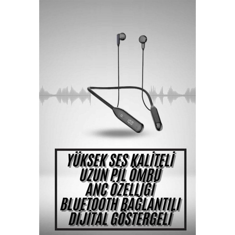 100 Saat Kablolu Boyun Askılı Dijital Göstergeli Bluetooth Kulaklık