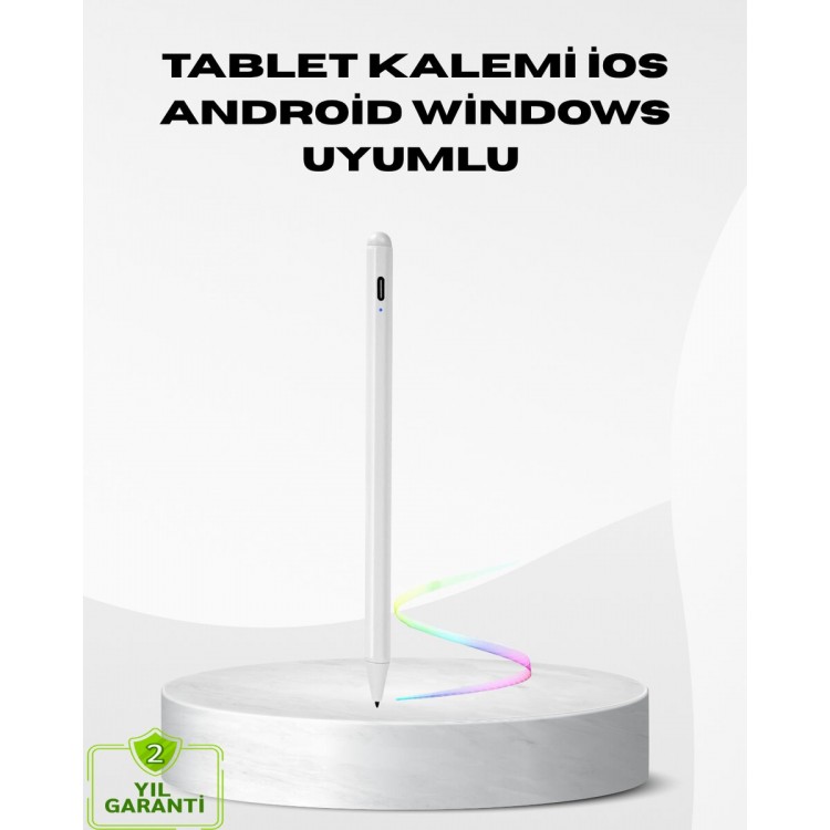 Type-C Şarjlı Dokunmatik Kalem – iPad iPhone ve Android Uyumlu Sessiz Çalışan