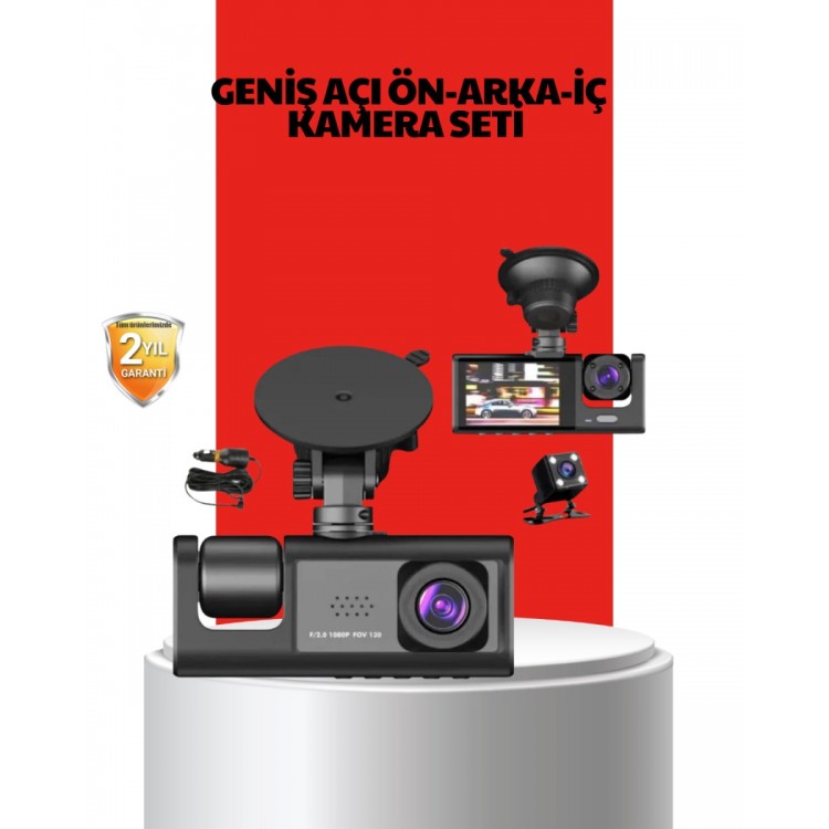 170° Geniş Açı Ön-Arka-İç Kamera Seti – Tam Kapsamlı Araç Güvenliği