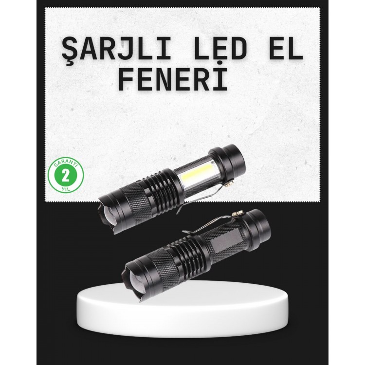 2000 Lumen Rechargeable LED Flashlight with Focus Adjustment