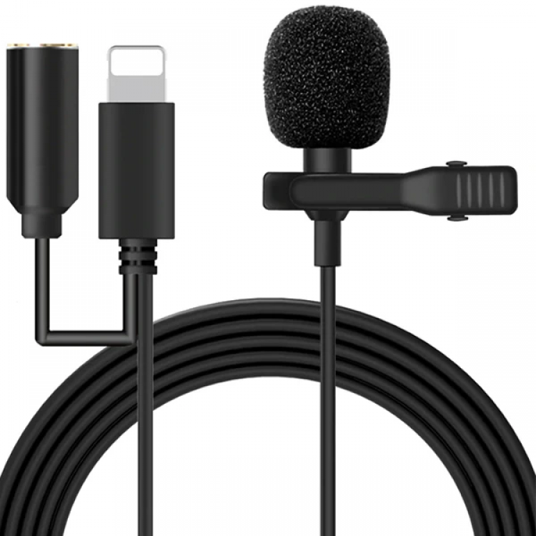ALLY iPhone Lightning Lavalier Microphone+3.5MM jack ProfessionalYoutuber Microphone-(5775)