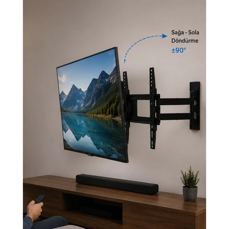 LCD LED TV Duvar Aparatı Çift Kollu Hareketli Askı Sistemi