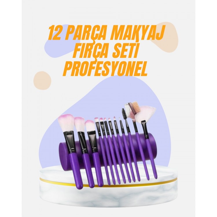Doğal Görünüm Sağlayan Yumuşak Kıllı 12 Parça Makyaj Fırça Seti Günlük ve Profesyonel Kullanıma Uygun