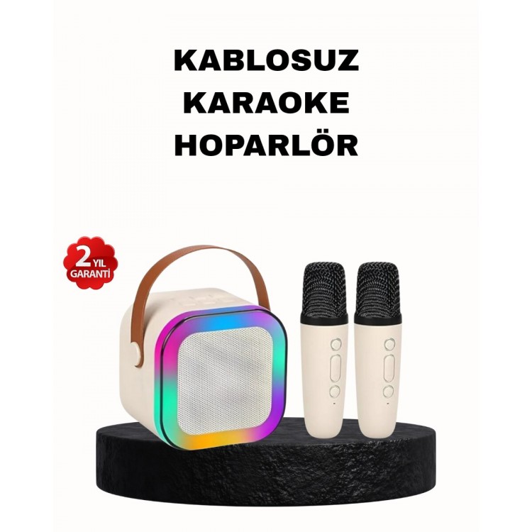 Karaoke Speaker Portable with Dual Microphones and LED LightsBluetooth 5.0