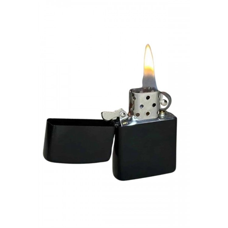 Refillable Black Gasoline Lighter Metallic