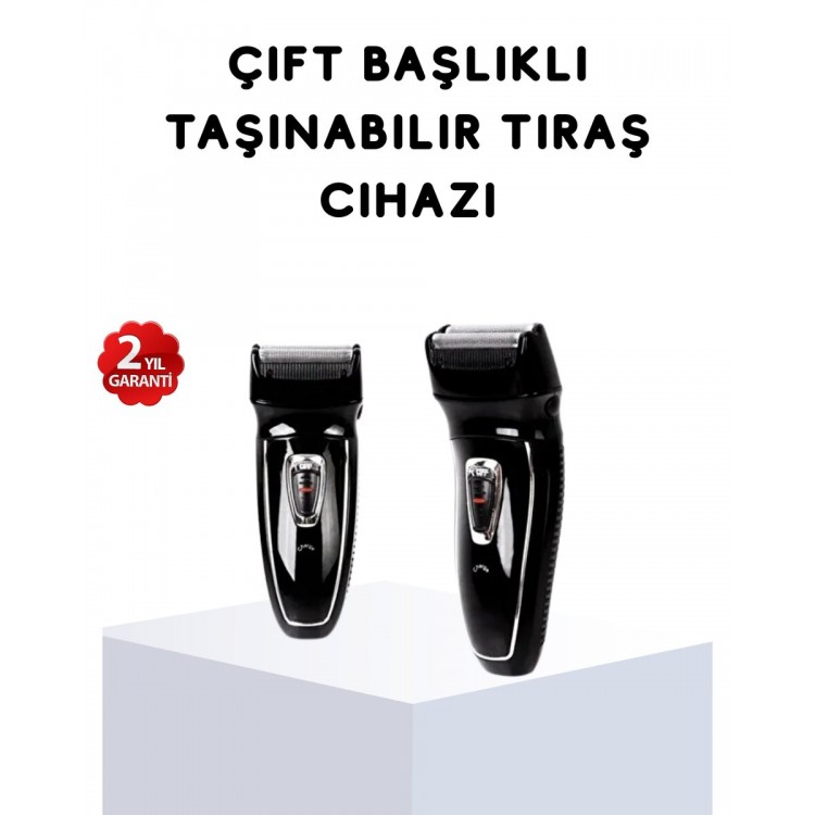 Kablosuz Tıraş Makinesi Çift Başlıklı Kuru Tıraş Folyo Başlık Şarj Göstergeli
