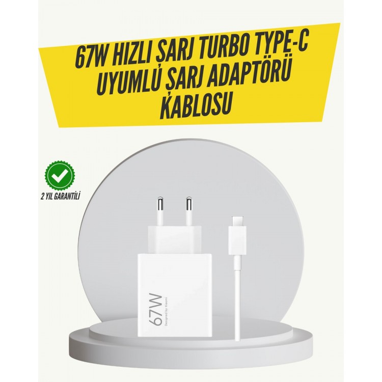 67W Turbo Hızlı Şarj Adaptörü ve Type-C Kablo Güvenli Şarj Teknolojisi