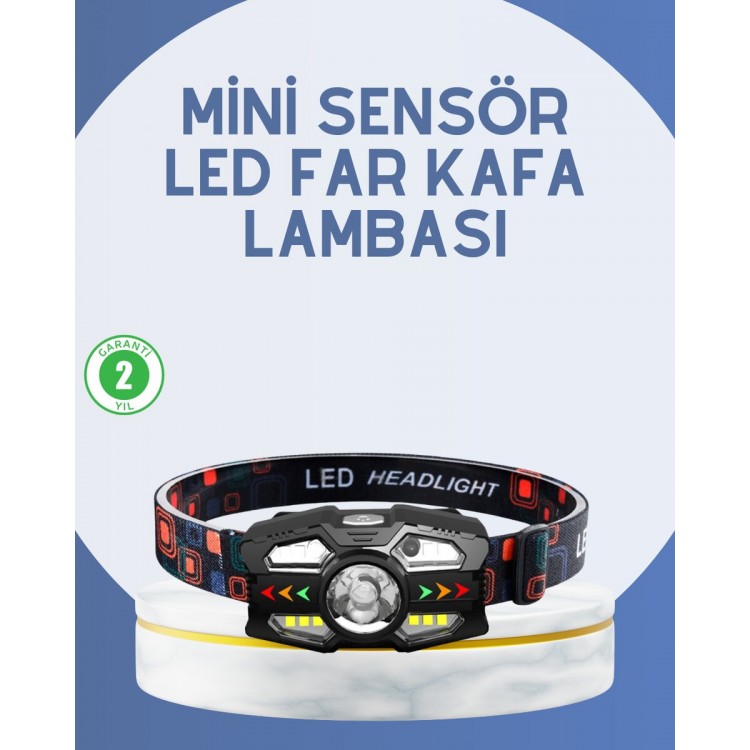 El Sensörlü LED Far Suya Dayanıklı Şarjlı Kafa Lambası