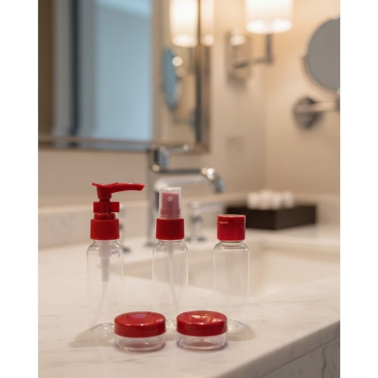 Set of 5 Travel Size Cosmetic Bottles 30 mlwith bag Organizer