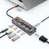 ALLY 6in1 Type-c To USB3.0 +USB2.0 + Type-c PD 100W +HDMI + VGA + 3.5mm Coupler TransparentHub-(5775)