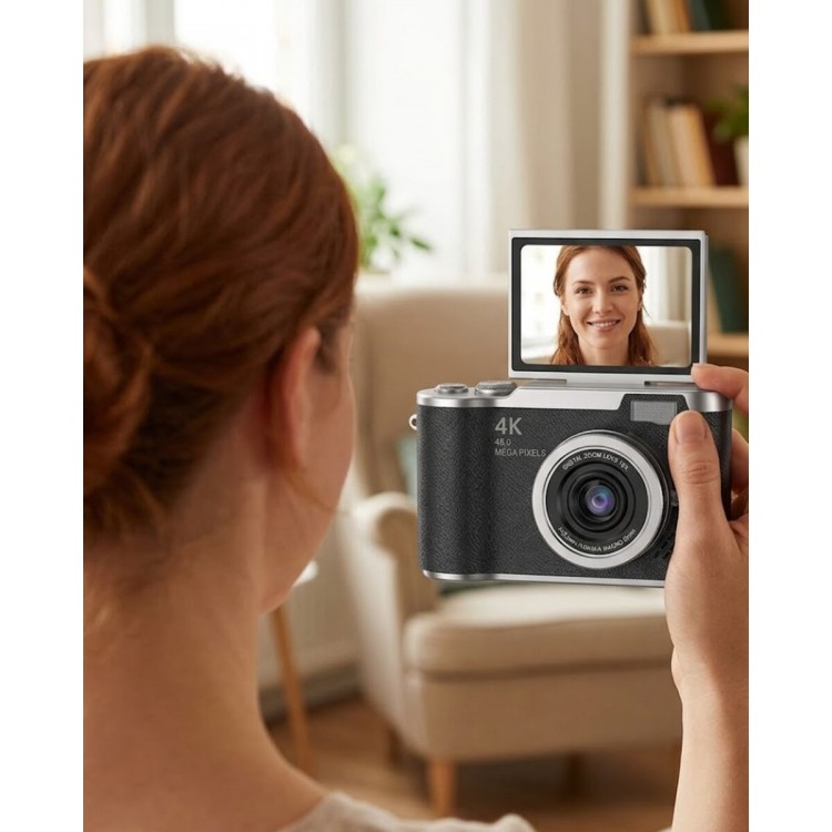 4K Video Çekim Özellikli Dijital Kamera 48 MP 8X Zoom ve 180 Derece Döner Ekranlı