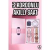 Akıllı Saat Amoled Ekran 3 Kordonlu Aksesuar Hediyeli Sesli Görüşme