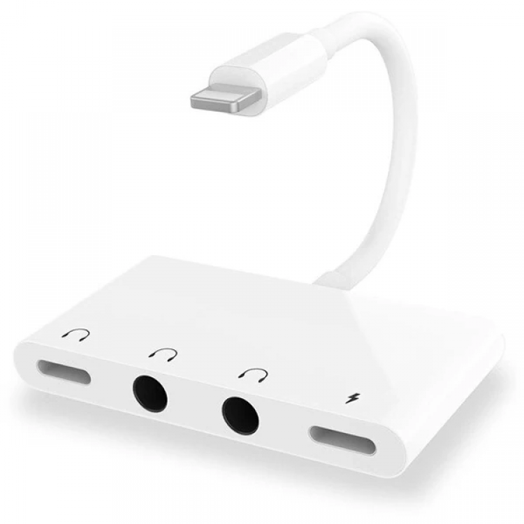 ALLY iPhone 14-13-12-11 4in1 OtgAudio Adapter Dual DC 3.5MM Jack-(5775)
