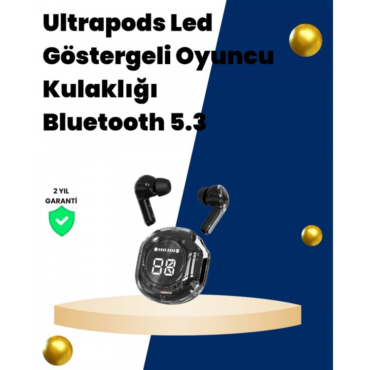 Bluetooth 5.3 Wireless Headphone 30mm Driver LEDScreened Mikrofonlu