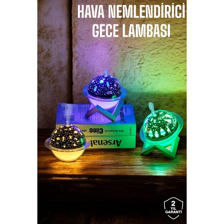 Hava Nemlendirici Masa ve Gece Lambası USB Projeksiyon Aromaterapi