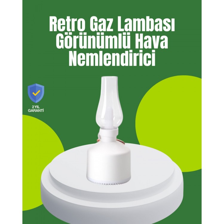 USB Şarjlı Retro Gaz Lambası Hava Nemlendirici Led Atmosfer Işıklı