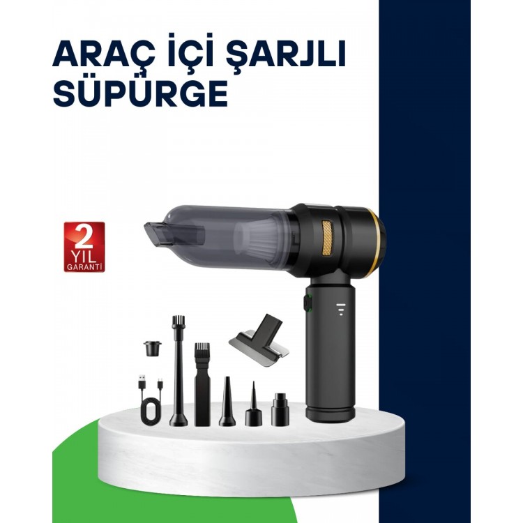 Kablosuz Şarjlı Araç İçi ve Küçük Alanlar İçin Güçlü Vakumlu Süpürge