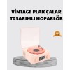3-in-1 Night Light Bluetooth Speaker andDigital Clock with Vintage Record Player Design