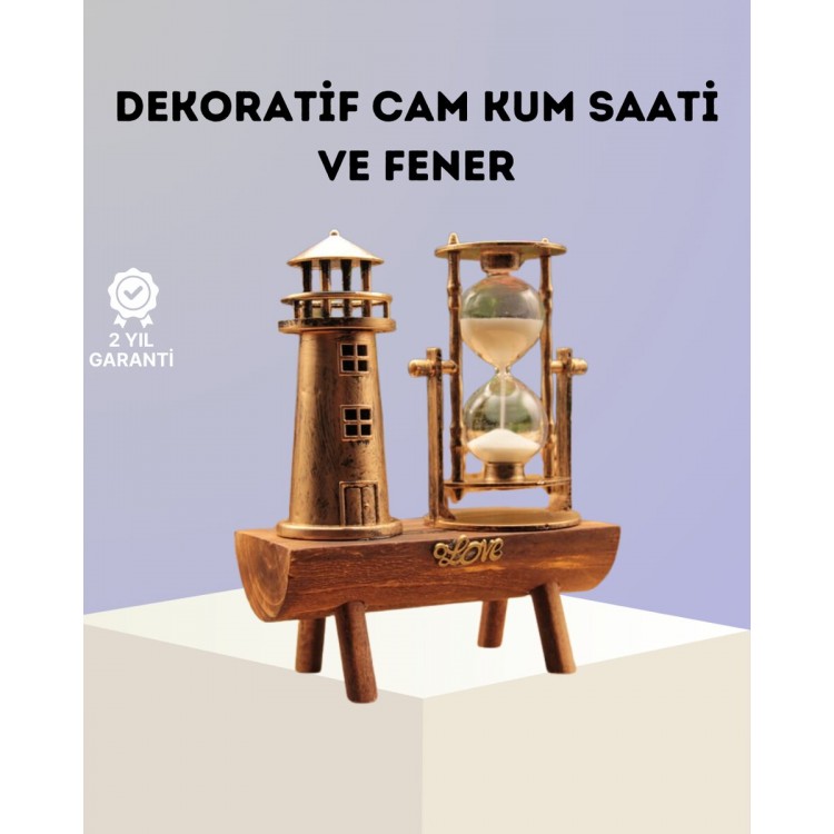 Decorative Wooden Hourglass and Lighthouse FigureTable Ornament – ​​Stylish and Functional Design