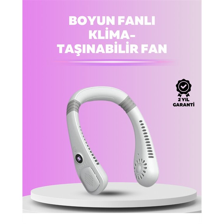 Giyilebilir Bladeless Boyun Fanı | 360° Serinlik 5 Kademe Rüzgar USB Şarjlı Sessiz Mini Klima