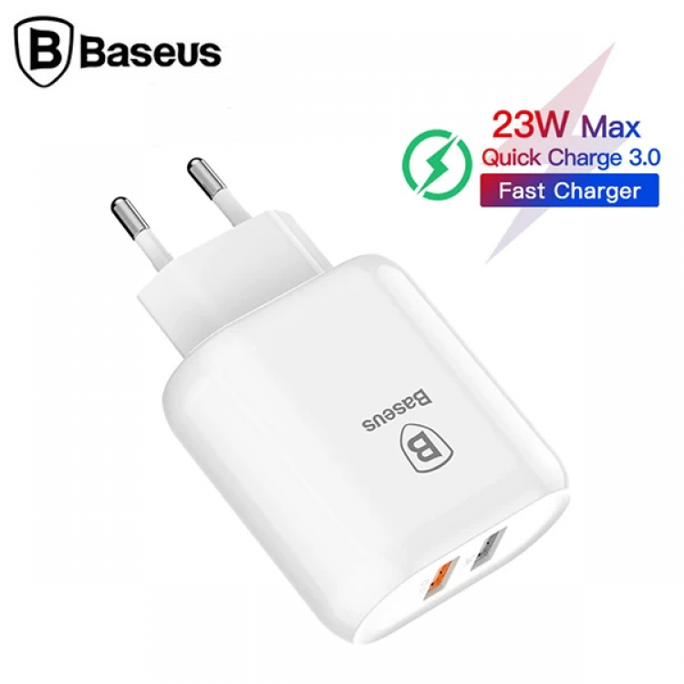 Baseus Bojure Series Dual-USB QC 3.018W Fast Charger Head-(5775)