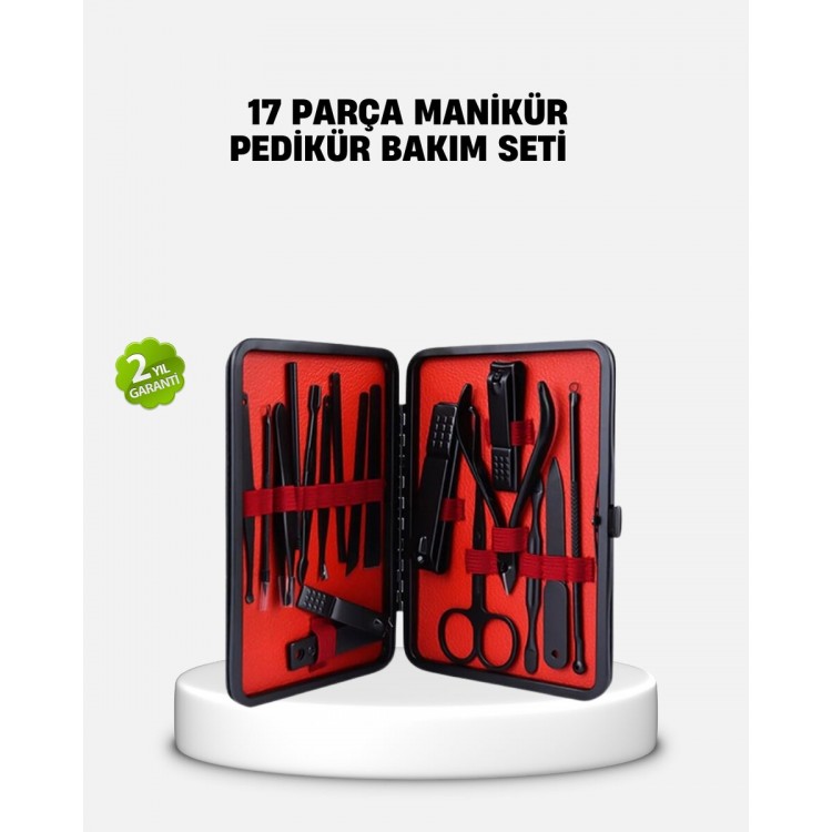 17 Piece Professional Manicure Pedicure Set Stainless SteelBlack Box