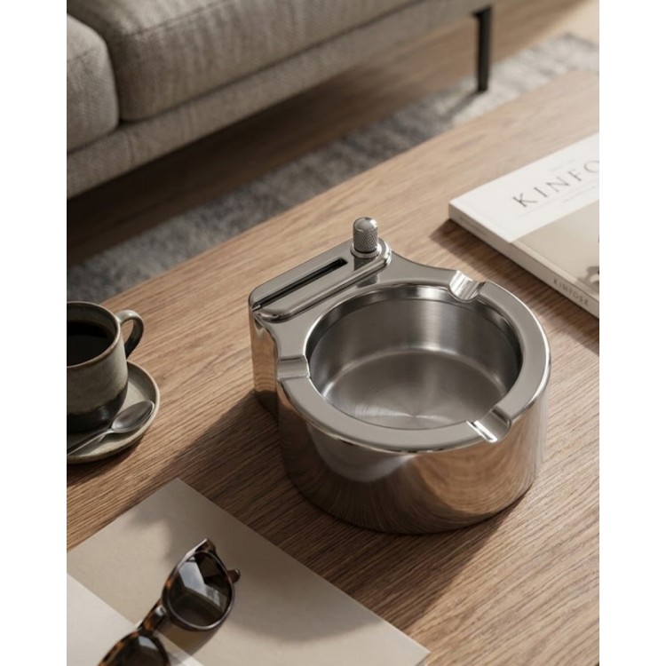 Metal Ashtray with Lighter Table Top Stylish Design