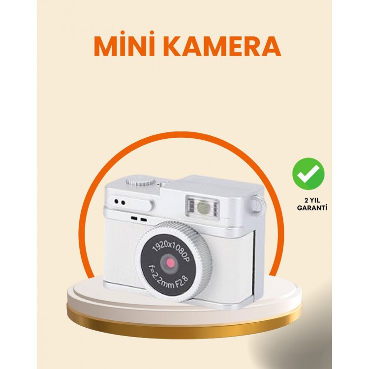 Kompakt Mini Kamera Retro Tasarım 128GB Hafıza 1080P Video