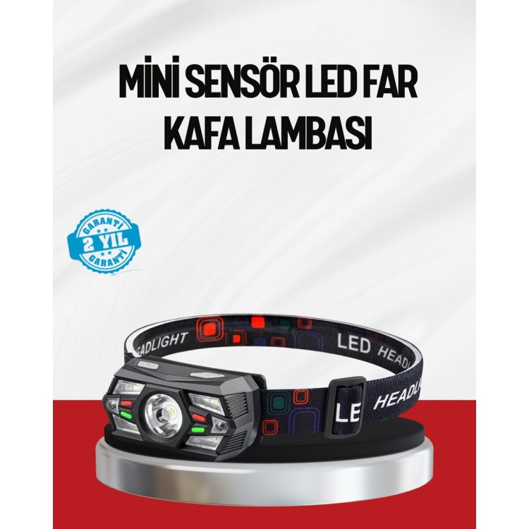 with sensor LED Head Lamp Red White Light Adjustable