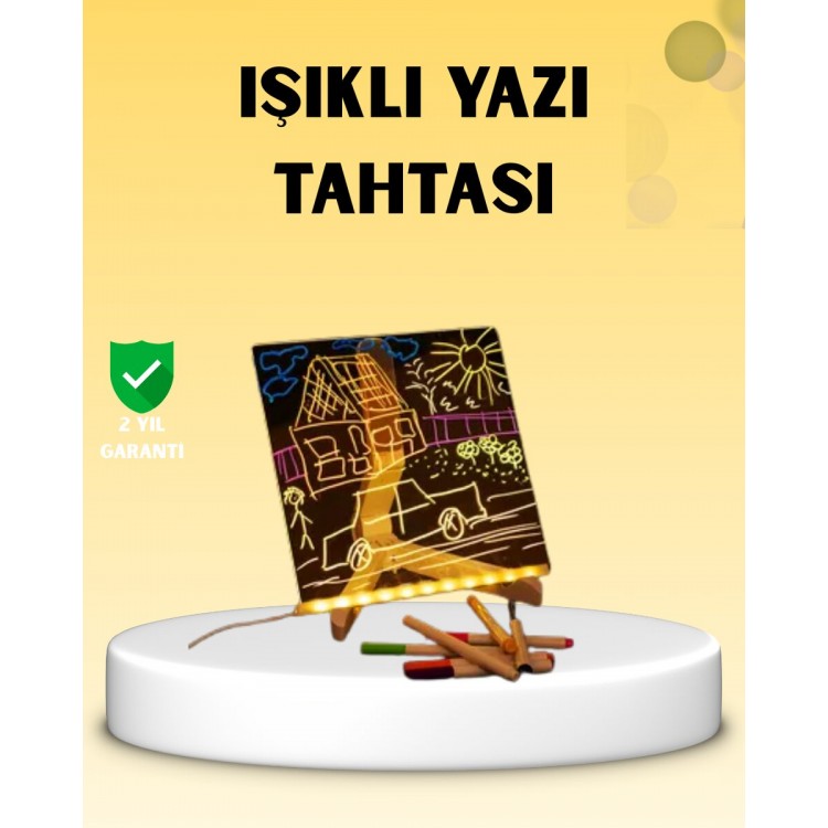 LED Işıklı Akrilik Yazı Tahtası Renkli Kalem Setiyle