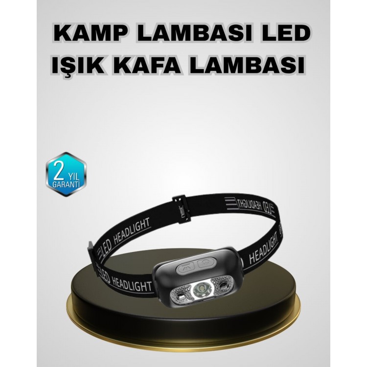 IPX5 Su Geçirmez Şarjlı LED Kafa Feneri | Hareket Sensörlü Ayarlanabilir 60° Far