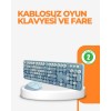 Wireless Retro Keyboard and Mouse Set – 104Cute Design with Buttons