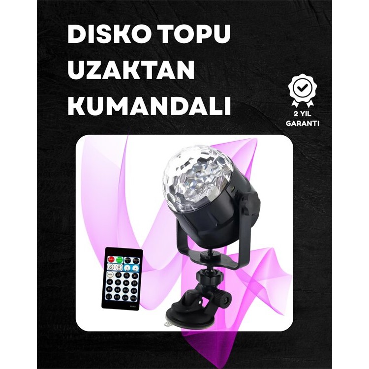 Kompakt Tasarımlı Döner Renkli LED Disko Topu - Ev ve Profesyonel Kullanım