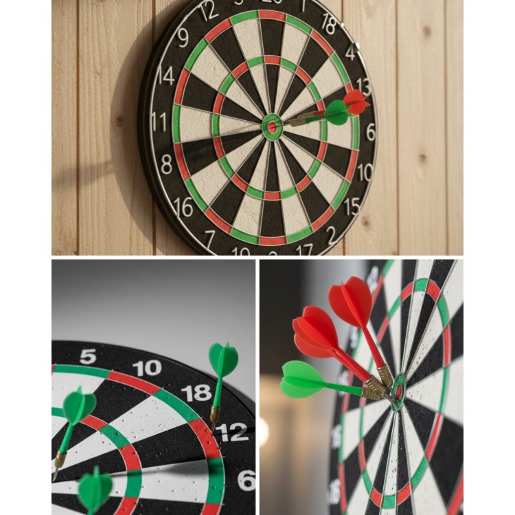 Quality Wooden Dartboard 12 Inch 4 PiecesMetal Needle Point Arrow