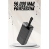 50.000 mAh kapasiteli bu ultra güçlü powerbank, uzun süreli şarj ihtiyaçlarını karşılamak için tasarlanmıştır. Gelişmiş batarya teknolojisi sayesinde, akıllı telefonlar, tabletler ve diğer USB ile şarj edilebilen cihazlar için ideal bir enerji kaynağı sun