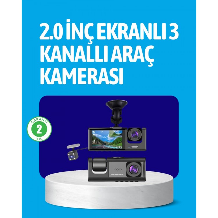 In-Car Recorder with 3 Cameras Water andDust-Proof Design