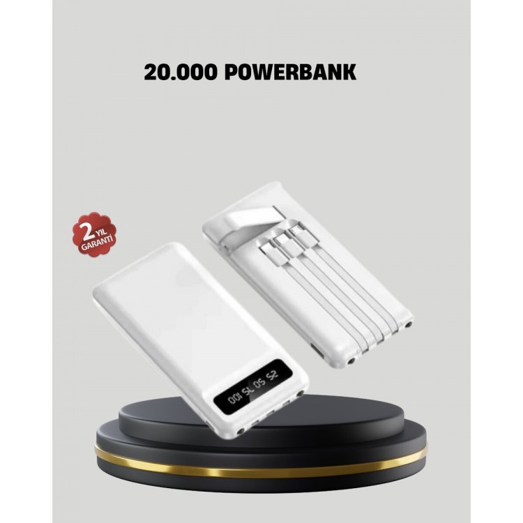 20.000 mAh 4 Outputs Fast with LED IndicatorCharge Powerbank