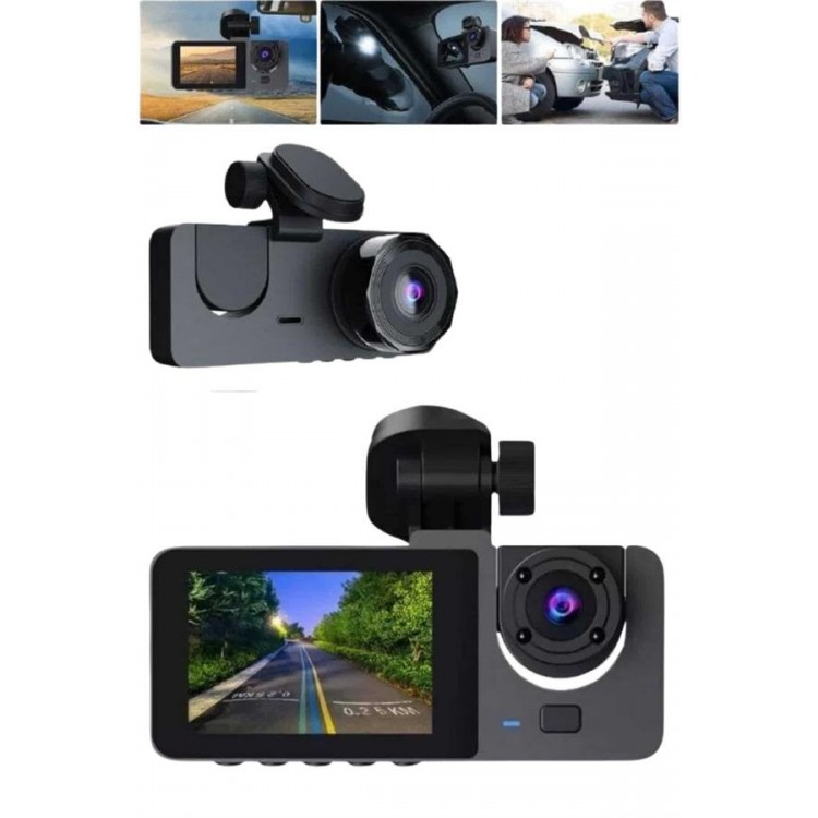 In-Car Rearview Camera Driving Recorder with 3 LensesDVR Camera