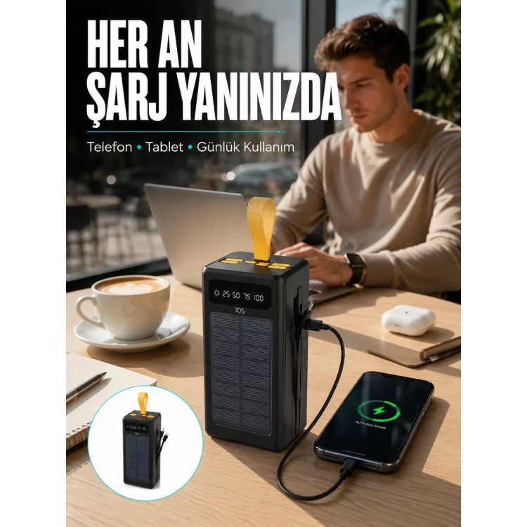 Kamp ve Outdoor Kullanıma Uygun Güneş Panelli Powerbank Yeni Nesil