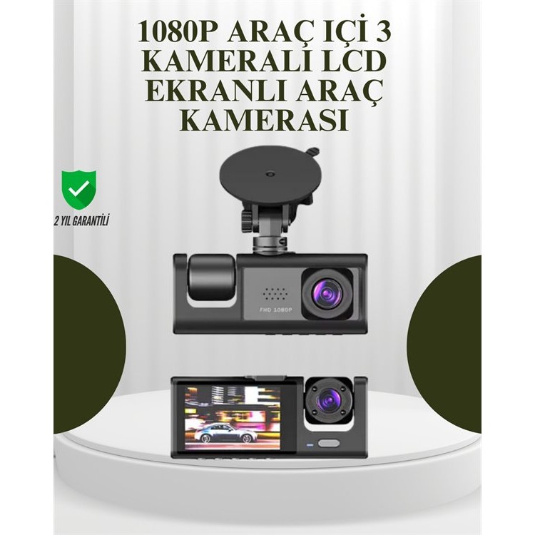 G-Sensörlü 3'lü Kayıtlı Araç Kamerası