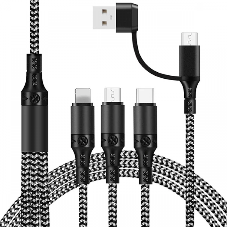 Ally PD IPhone lighting Type-c Micro FastAll in 1 Charging Cable Breakproof Rope 1.20-(5775)