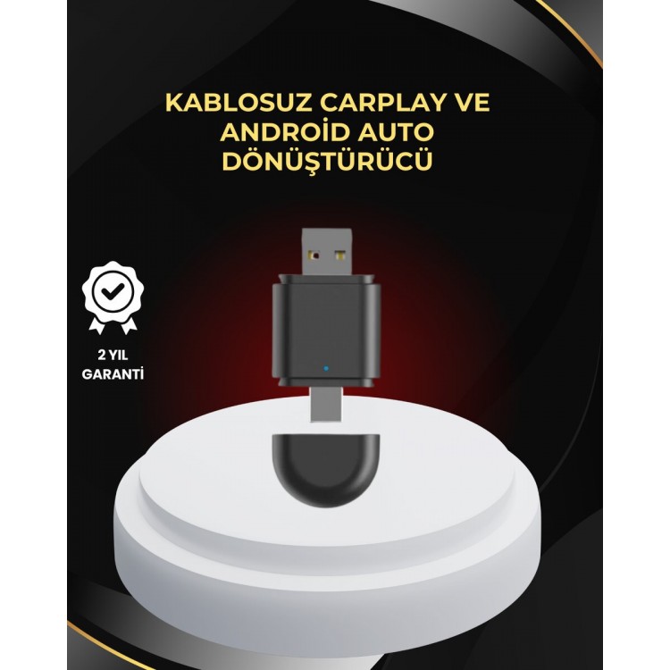 Wireless CarPlay and Android Auto Converter – USB-Smart Adapter with A & Type-C Input