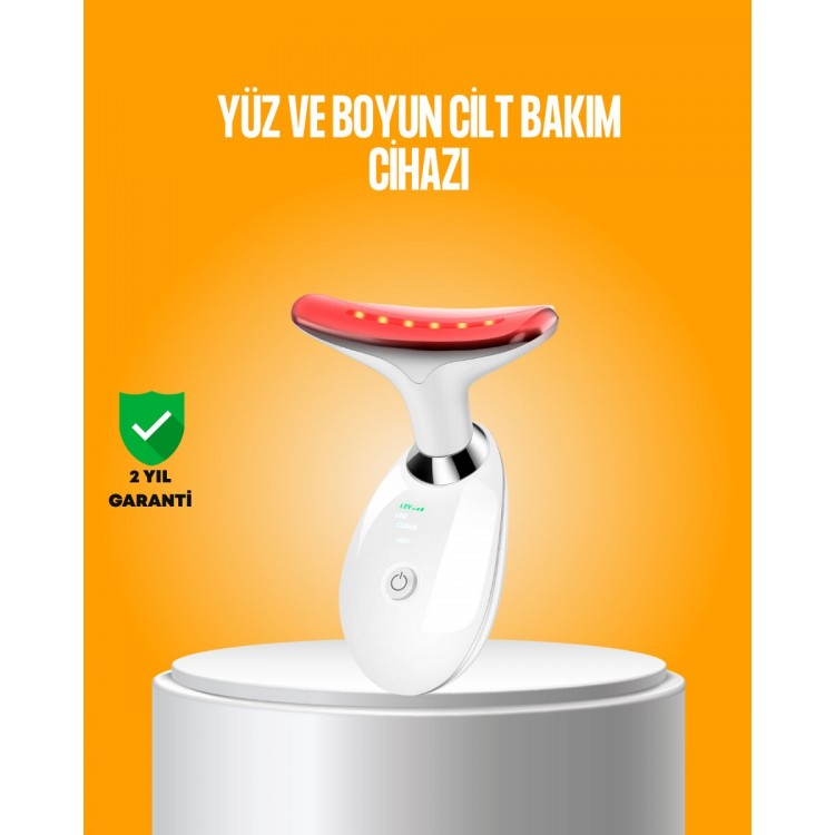 3 Modlu Boyun ve Yüz Bakım Cihazı – EMS Temizleme Sıcak Masaj ve Renkli Işık Terapi Özellikli