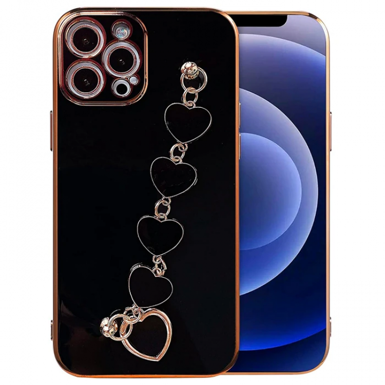Ally iPhone 12 Pro 6.1inch Case HeartLuxury Silicone Strap Case with Bracelet Holder-(5775)