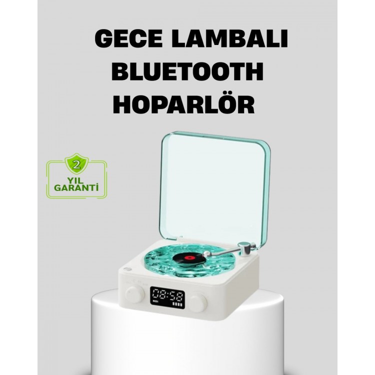 Night Light Stereo Bluetooth Speaker Vintage with Digital ClockIt's It's Fonksiyonlu