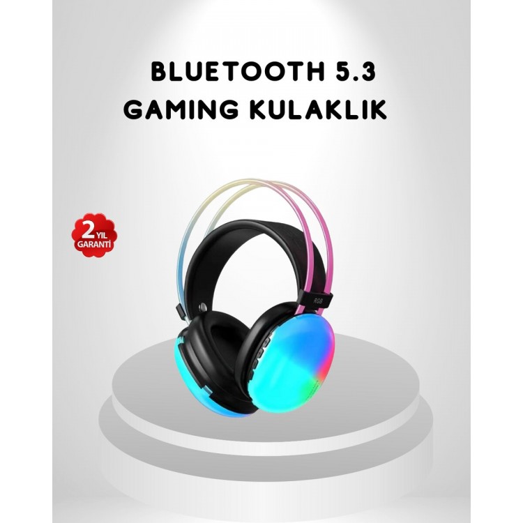 RGB Işıklı Kablosuz Kulaklık Bluetooth 5.3 800mAh Ergonomik IPX4 Dayanıklı