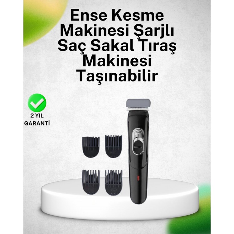 Paslanmaz Bıçaklı Şarjlı ve Sessiz Saç Sakal Kesme Makinesi – Ev Kullanımı İçin İdeal