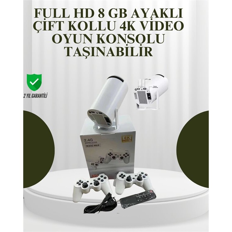 Portatif 4K Projeksiyon – 4.000 Uygulama Kablosuz Yansıtma ve Bluetooth 5.0