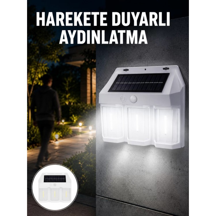 3 in 1 Solar Duvar Lambası – IP65 Su Geçirmez Hareket Sensörlü Yeni Nesil